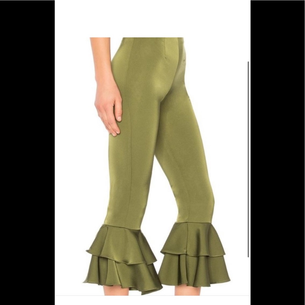 Tularosa Green Ruffle Capri Pants - Picture 2 of 15